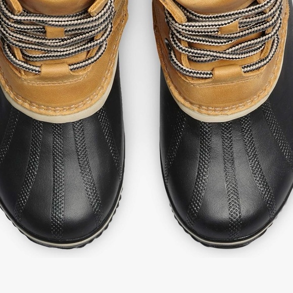 Sorel Slimpack II Lace Boot Women's 9 Elk Tan Black✨Leather Waterproof Fleece - Picture 4 of 10